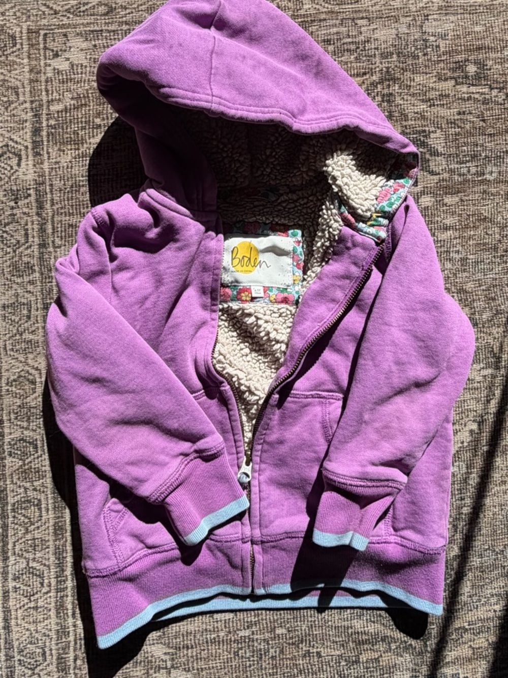 Mini Boden Lined Sweatshirt with Hoodie